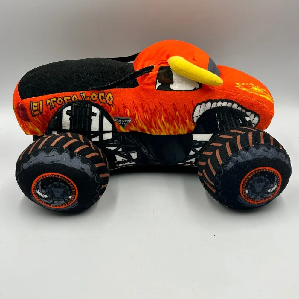 Monster Jam El Toro Loco Plush Truck Orange Soft Stuffed Toy EUC 12 x 11 x 6 in